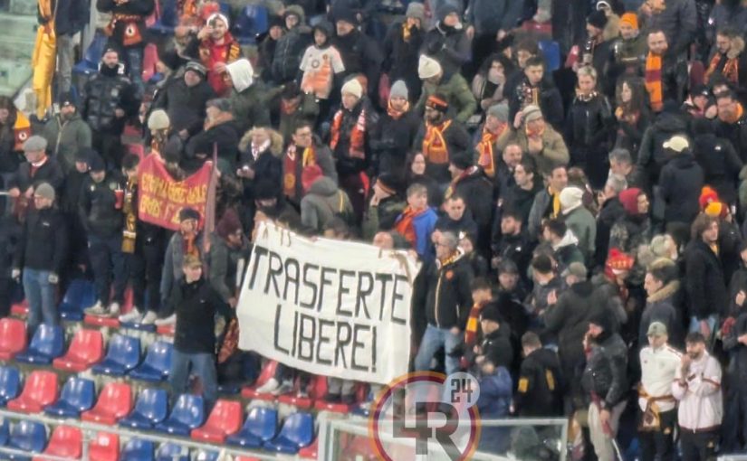 Bologna-Roma, striscione dei tifosi presenti: “Trasferte libere” (FOTO)