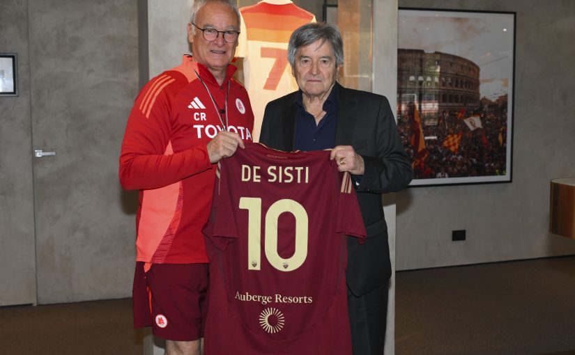 De Sisti in visita a Trigoria: lo scatto con mister Ranieri (FOTO)