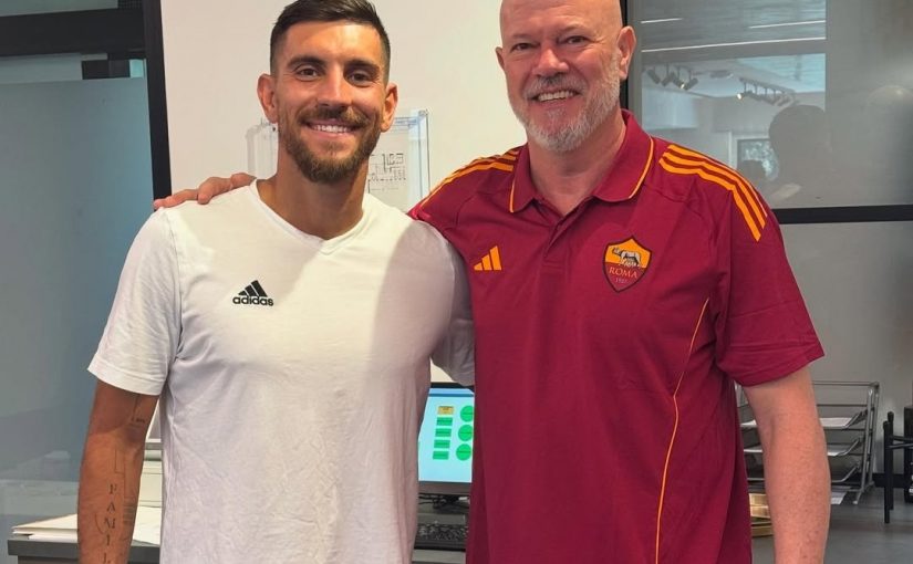 Zago con Pellegrini a Trigoria: “Grazie capitano, forza Roma sempre” (FOTO)