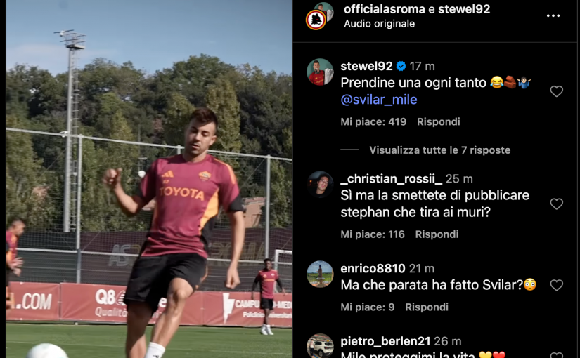 Instagram, Svilar nega il gol a El Shaarawy e scherza: “Che sinistro hai”. Il Faraone replica: “Prendine una ogni tanto” (VIDEO)