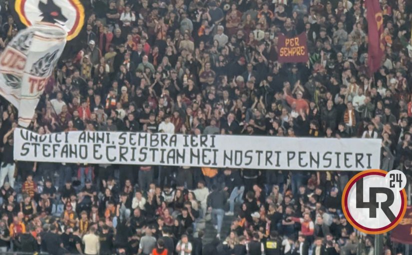 FOTO – La Curva Sud ricorda Stefano e Cristian: “Sempre presenti sugli spalti del nostro cuore”