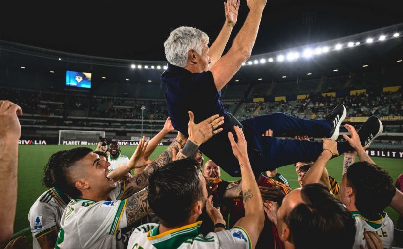 Festa Champions League: giallorossi scatenati dopo la vittoria a Verona (FOTO)